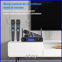 Wireless Microphone System Pro 4-Channel Cordless Mic Set with Four Handheld