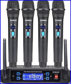 Wireless Microphone System, Pro 4-Channel Cordless Mic Set with Four Handheld Mi