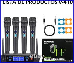 Wireless Microphone System, Pro 4-Channel Cordless Mic Set with Four Handheld Mi