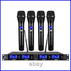 Wireless Microphone System Pro Audio Uhf 4 Channel 4 Handheld Metal Dynamic Mic