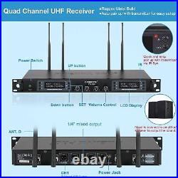 Wireless Microphone System, Quad Channel Wireless Mic Set With 4 Bodypacks And H