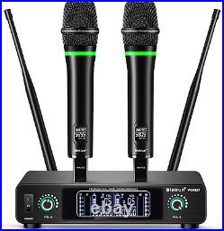 Wireless Microphone System Rechargeable, Professional UHF Metal Cordless Dynamic