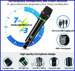Wireless Microphone System Rechargeable, Professional UHF Metal Cordless Dynamic