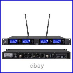 Wireless Microphone System UHF 4 Channel 2 Handheld Mic 2 Lapel Mic 2 Headset