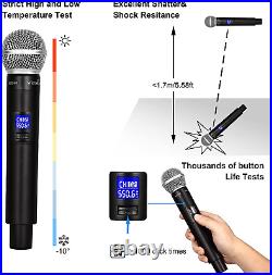 Wireless Microphone System, UHF Cordless Mic Set with 2 Handheld Mics/2 Lavalier