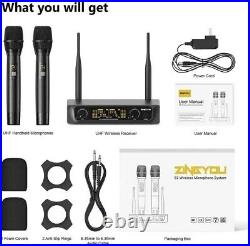 Wireless Microphone System UHF Professional Dual Handheld Cordless Mic Set LCD