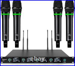 Wireless Microphones System Rechargeable, 4-Channel Professional Microphone Wir