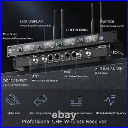 Wireless Microphones System Rechargeable, 4-Channel Professional Microphone Wir