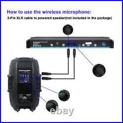 Wireless UHF Handheld Microphones 2CH Church Microphone System Karaoke Audio Mic