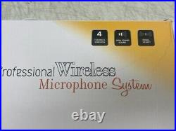 Wireless UHF Microphone System 4Channel Church Lavalier Lapel Headset Stage Mics