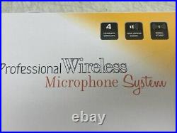 Wireless UHF Microphone System 4Channel Church Lavalier Lapel Headset Stage Mics