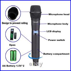 Wireless UHF Microphone System Dual Channel Handheld Microphones Church KTV Mic